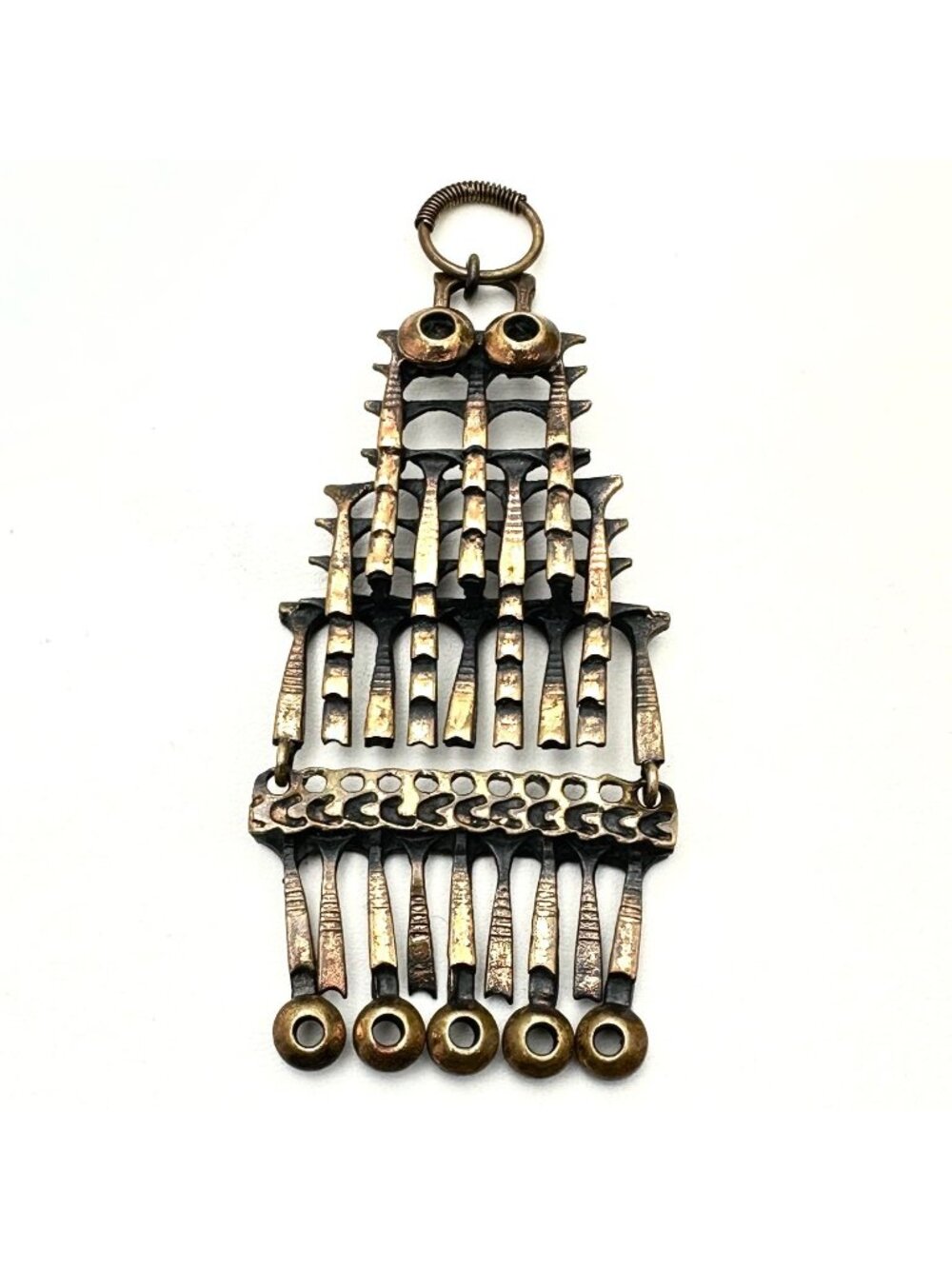 Vintage 1970s Pentti Sarpaneva Pendant Bronze Owl Finland Nordic Finnish